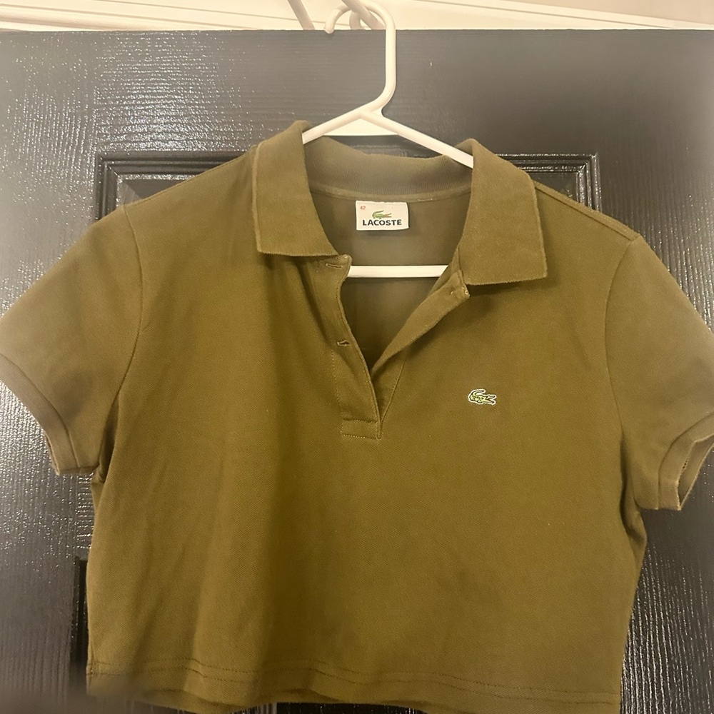 Brownish green cropped Lacoste polo